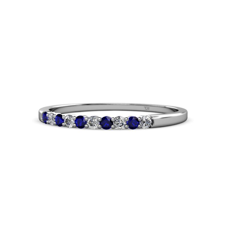 Clara 1.80 mm Blue Sapphire and Diamond 10 Stone Wedding Band 