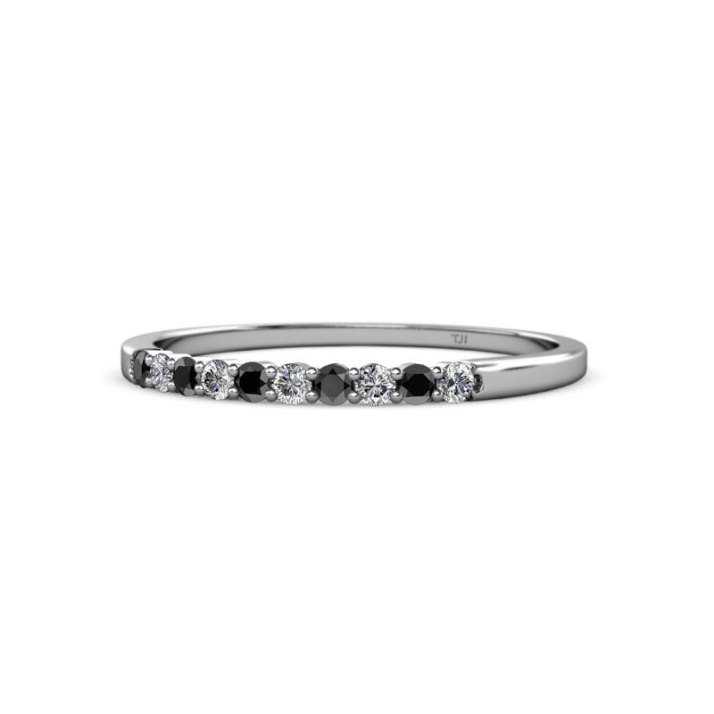 Clara 1.80 mm Black and White Diamond 10 Stone Wedding Band 