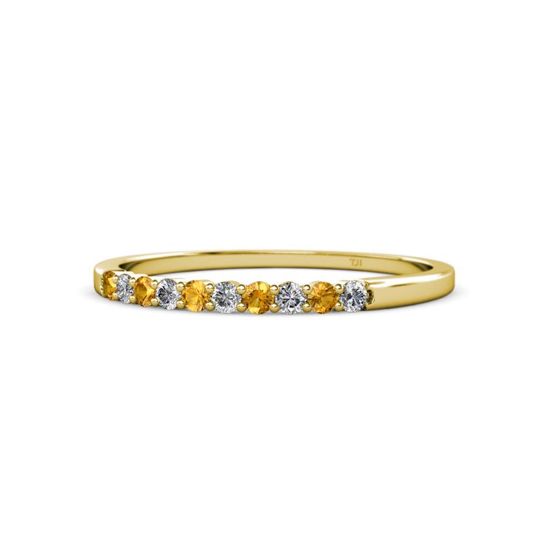Clara 1.80 mm Citrine and Diamond 10 Stone Wedding Band 