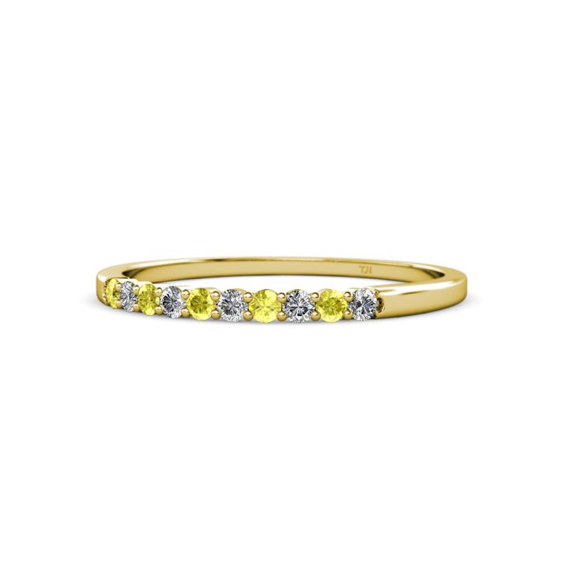 Clara 1.80 mm Yellow and White Diamond 10 Stone Wedding Band 