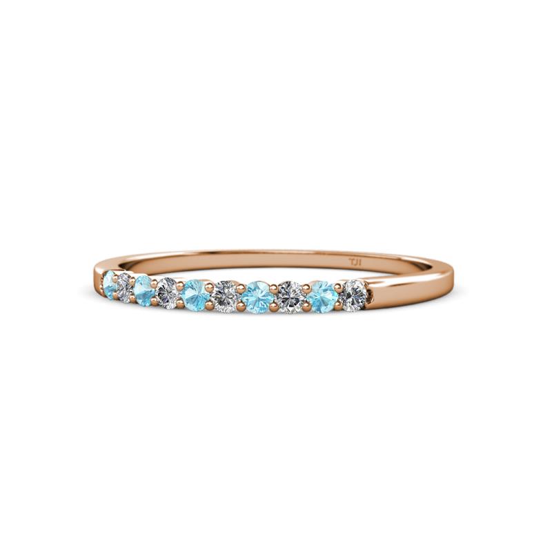 Clara 2.00 mm Aquamarine and Diamond 10 Stone Wedding Band 
