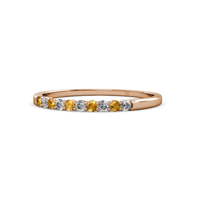 Clara 2.00 mm Citrine and Diamond 10 Stone Wedding Band 