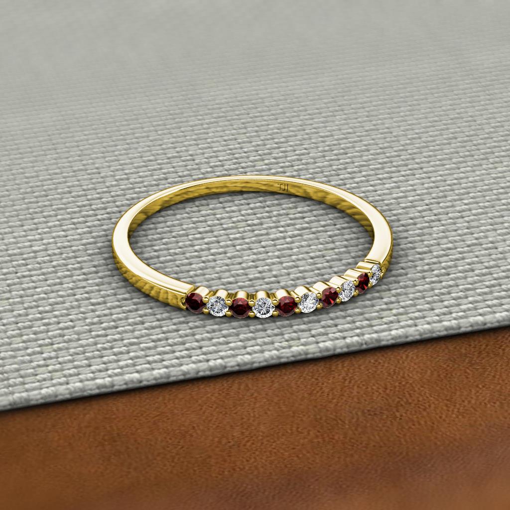 Clara 2.00 mm Red Garnet and Diamond 10 Stone Wedding Band 