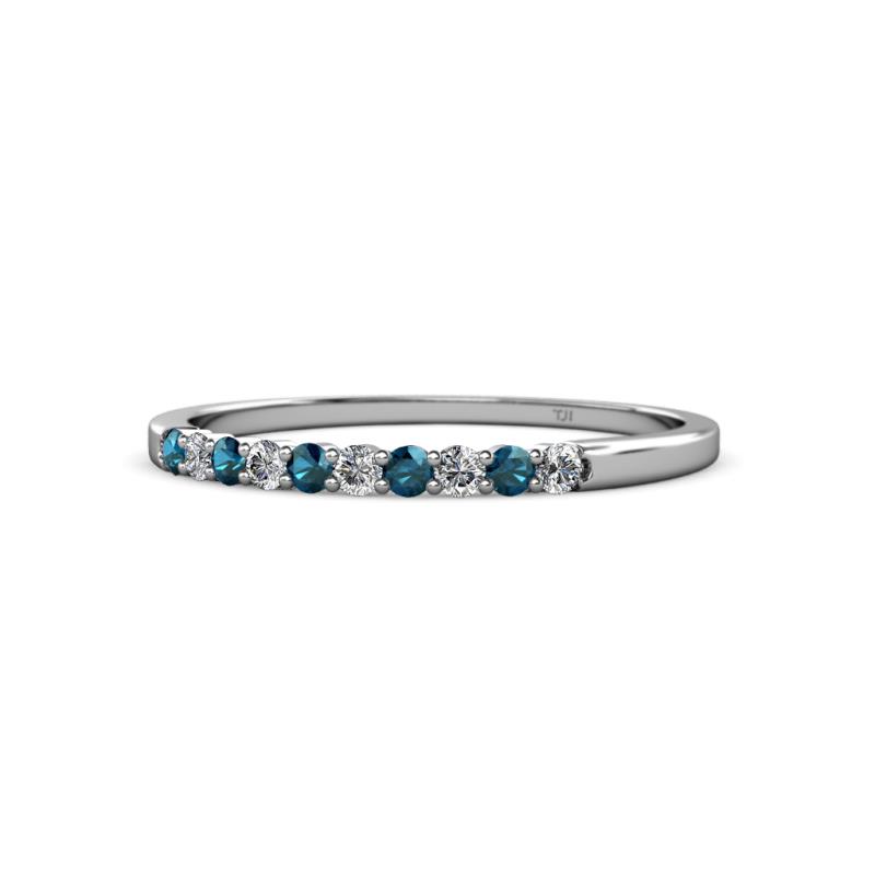 Clara 2.00 mm Blue and White Diamond 10 Stone Wedding Band 