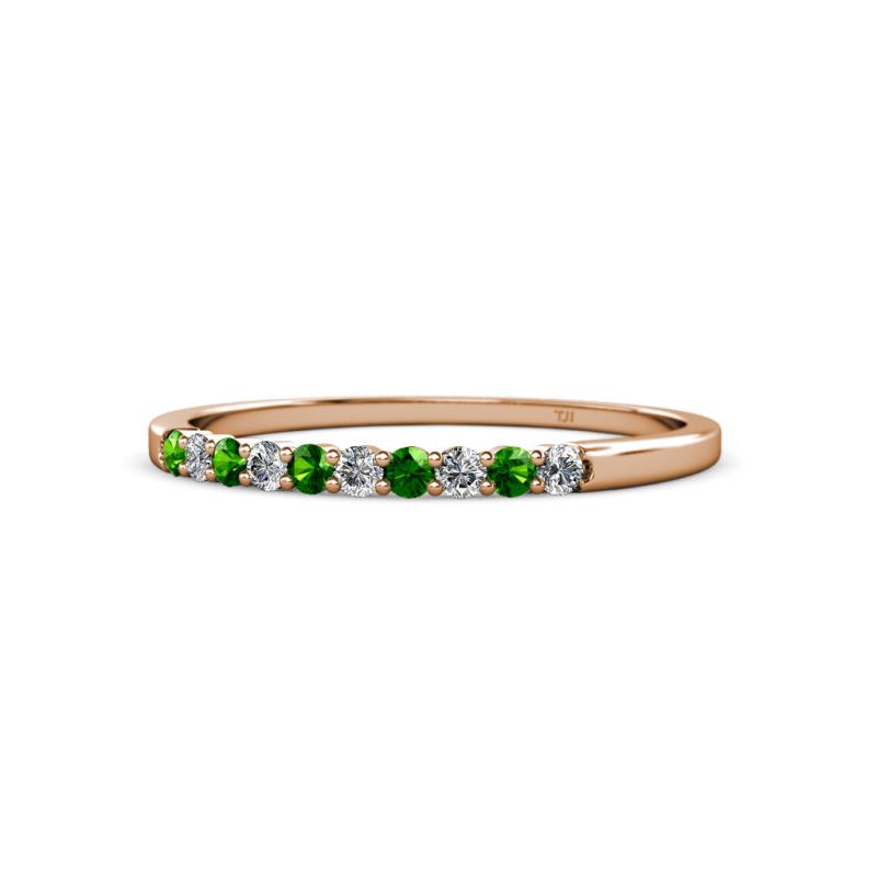 Clara 2.00 mm Green Garnet and Diamond 10 Stone Wedding Band 