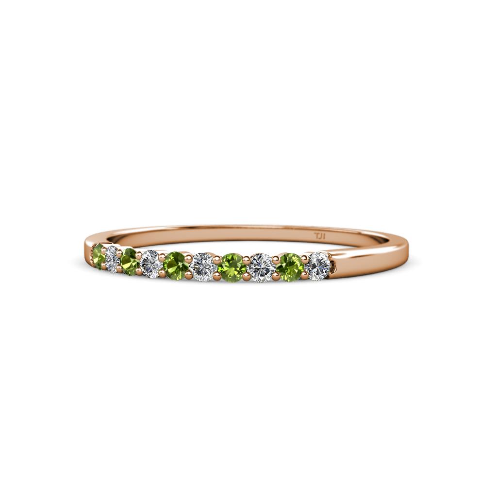 Clara 2.00 mm Peridot and Diamond 10 Stone Wedding Band 