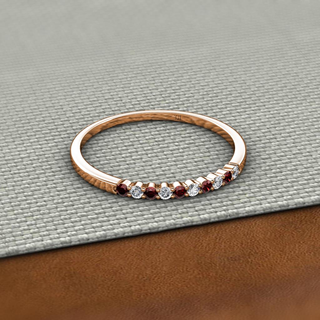 Clara 2.00 mm Red Garnet and Diamond 10 Stone Wedding Band 