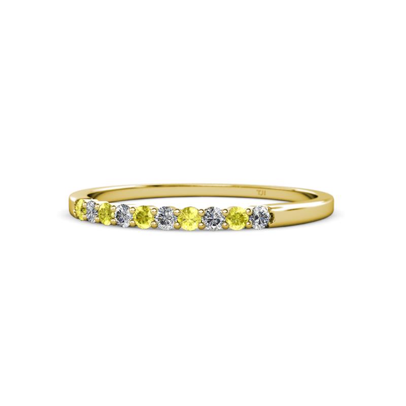 Clara 2.00 mm Yellow and White Diamond 10 Stone Wedding Band 