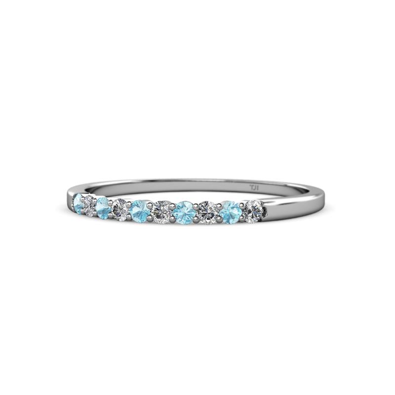 Clara 2.00 mm Aquamarine and Diamond 10 Stone Wedding Band 