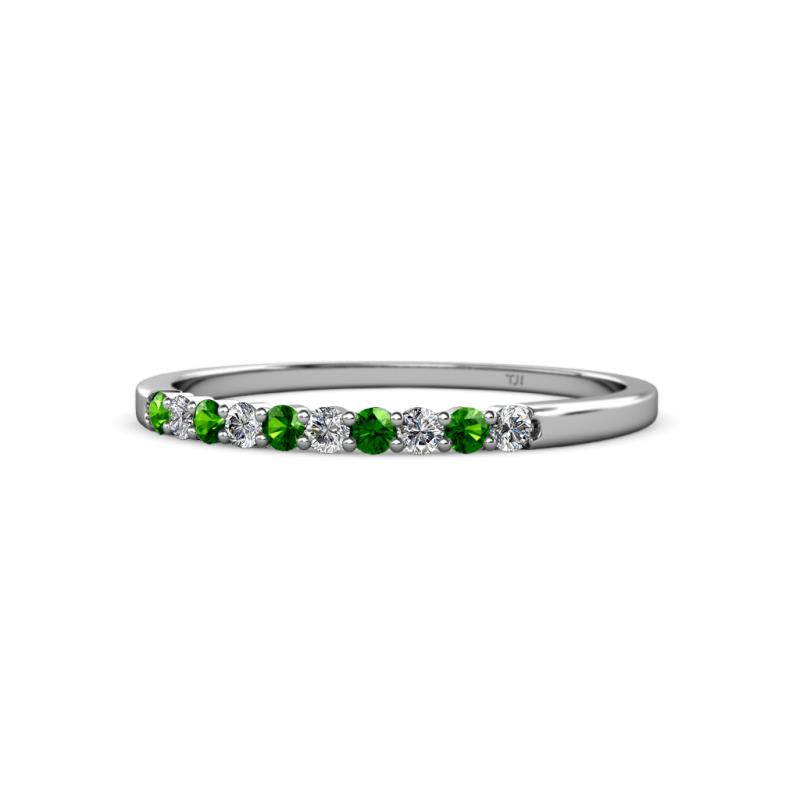 Clara 2.00 mm Green Garnet and Diamond 10 Stone Wedding Band 