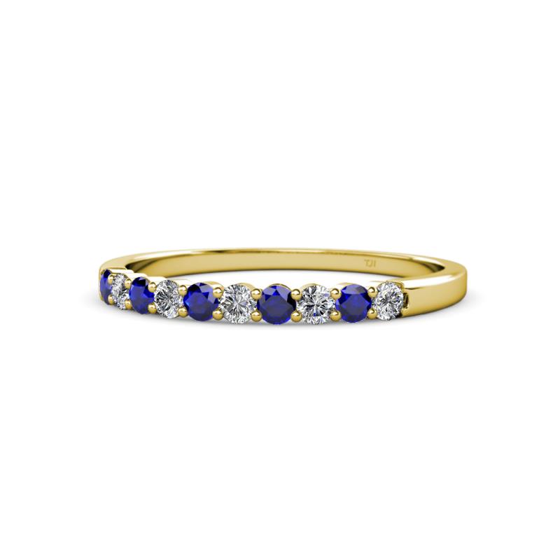 Clara 2.40 mm Blue Sapphire and Diamond 10 Stone Wedding Band 