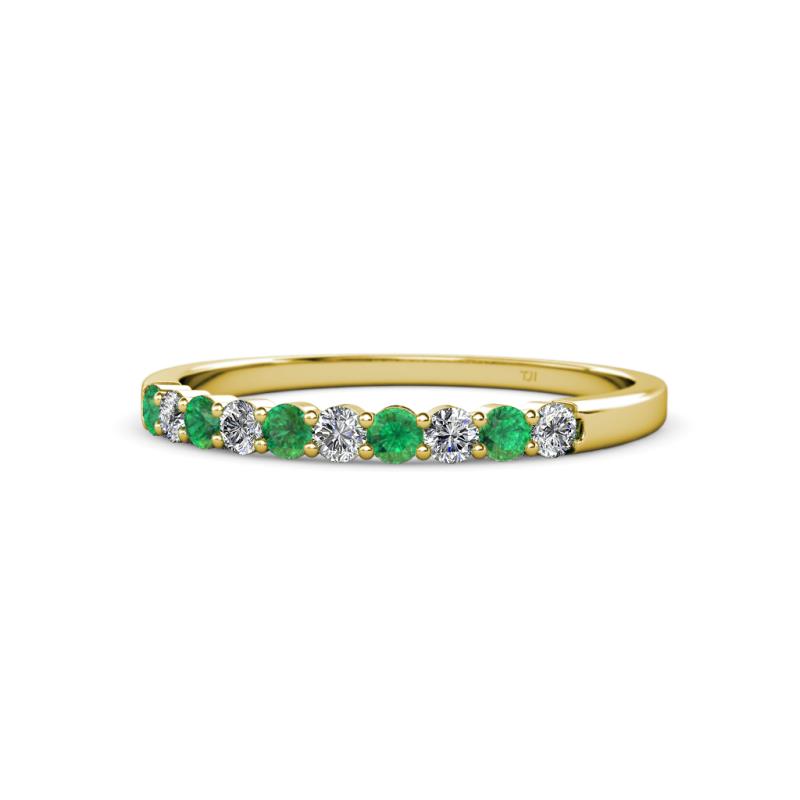 Clara 2.40 mm Emerald and Diamond 10 Stone Wedding Band 