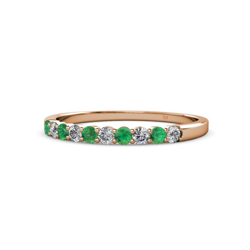 Clara 2.40 mm Emerald and Diamond 10 Stone Wedding Band 