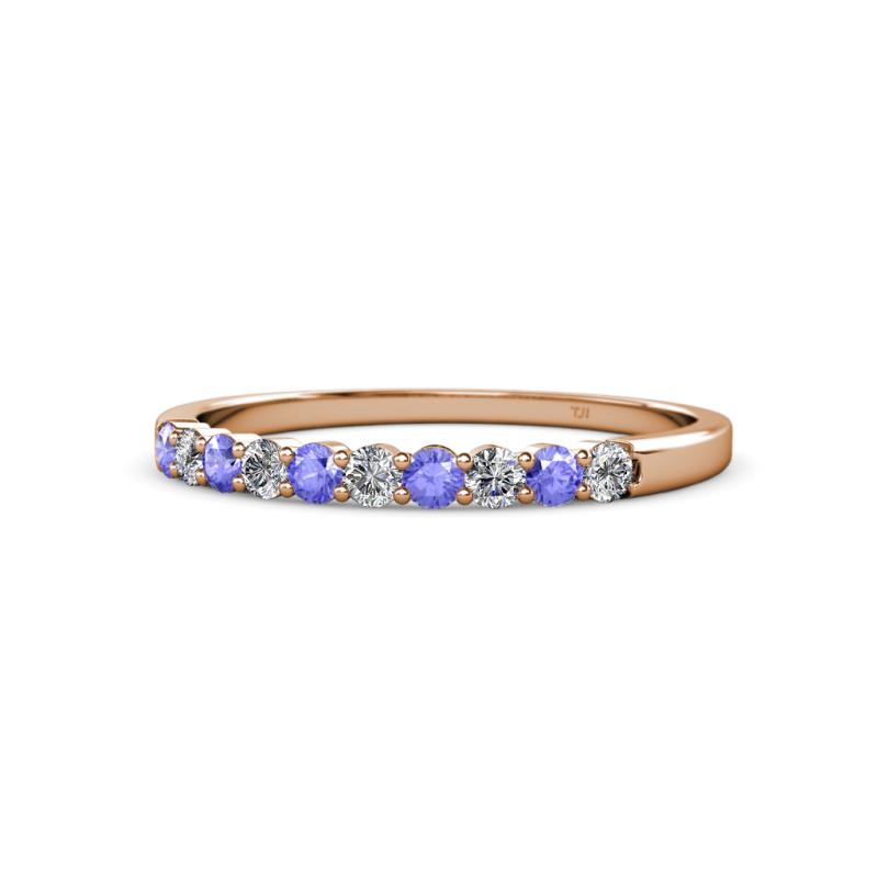 Clara 2.40 mm Tanzanite and Diamond 10 Stone Wedding Band 