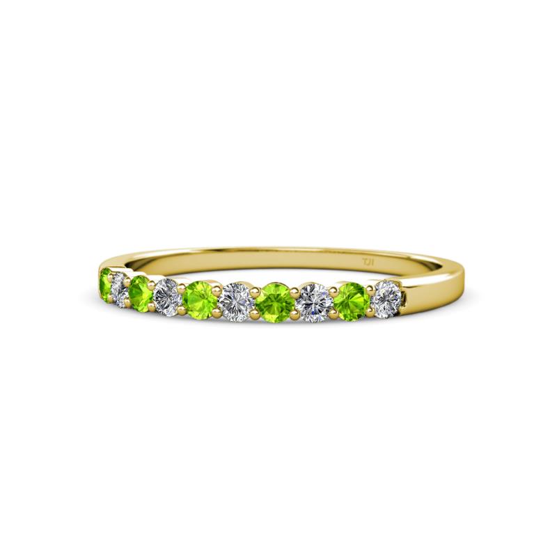 Clara 2.40 mm Peridot and Diamond 10 Stone Wedding Band 