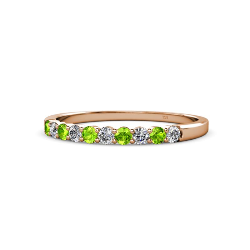 Clara 2.40 mm Peridot and Diamond 10 Stone Wedding Band 