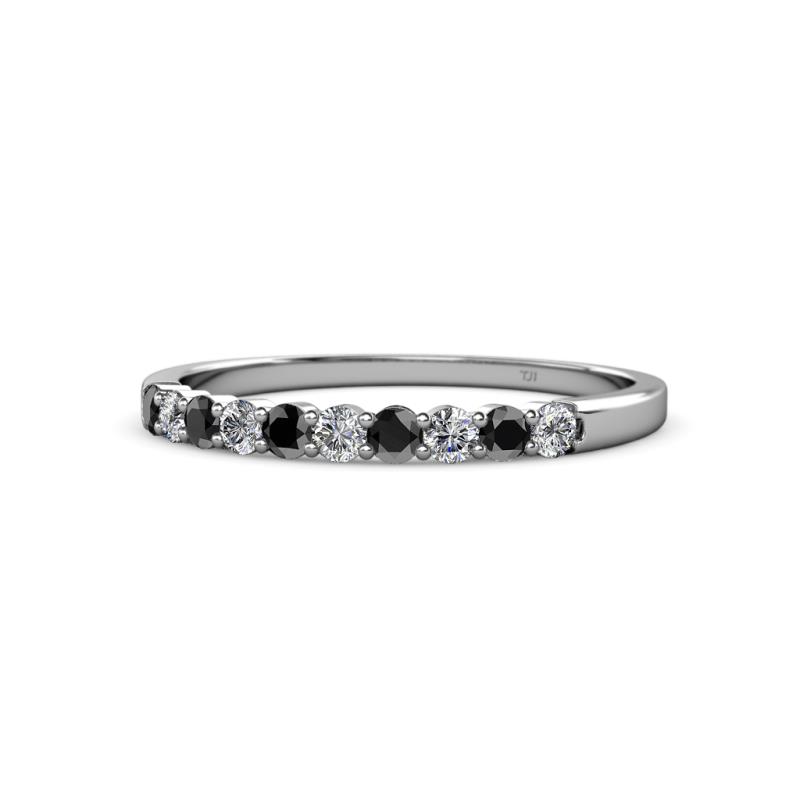 Clara 2.40 mm Black and White Diamond 10 Stone Wedding Band 