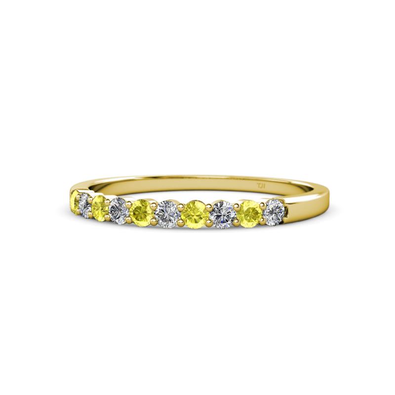 Clara 2.40 mm Yellow and White Diamond 10 Stone Wedding Band 