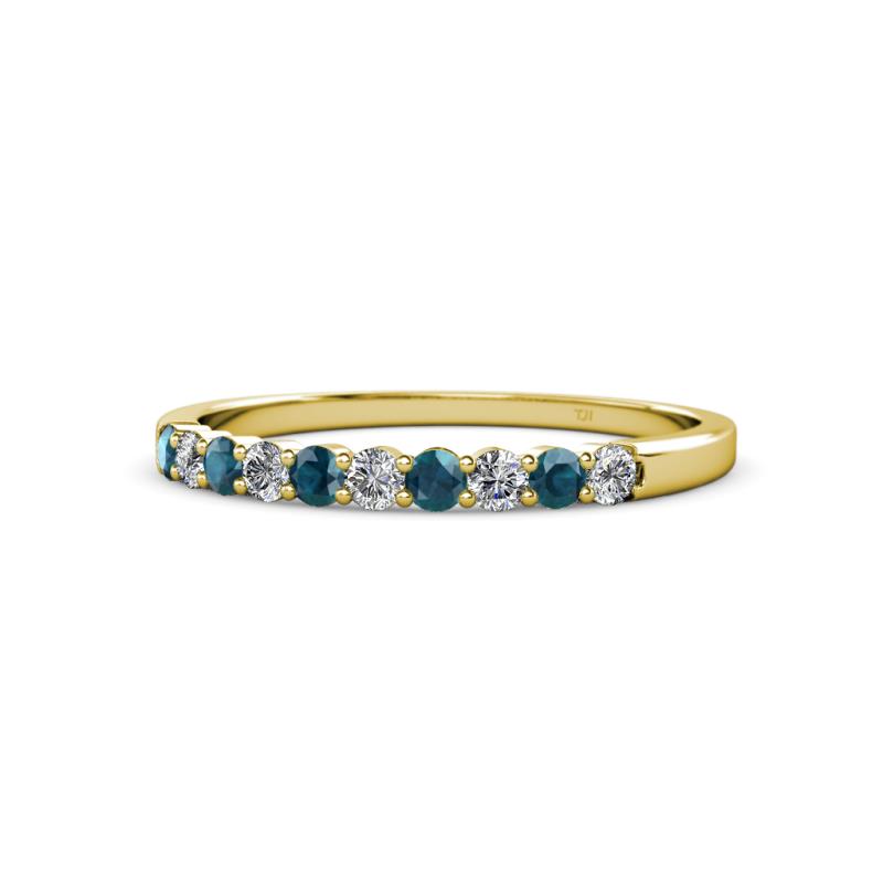 Clara 2.40 mm London Blue Topaz and Diamond 10 Stone Wedding Band 