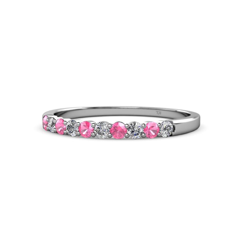 Clara 2.40 mm Pink Tourmaline and Diamond 10 Stone Wedding Band 