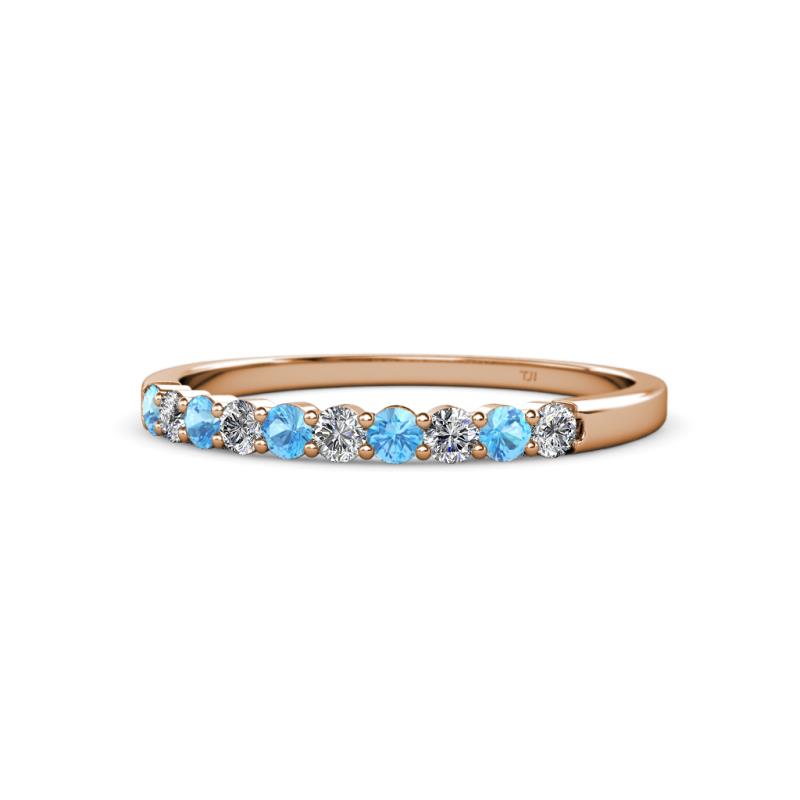 Clara 2.40 mm Blue Topaz and Diamond 10 Stone Wedding Band 