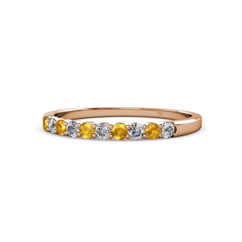 Clara 2.40 mm Citrine and Diamond 10 Stone Wedding Band 
