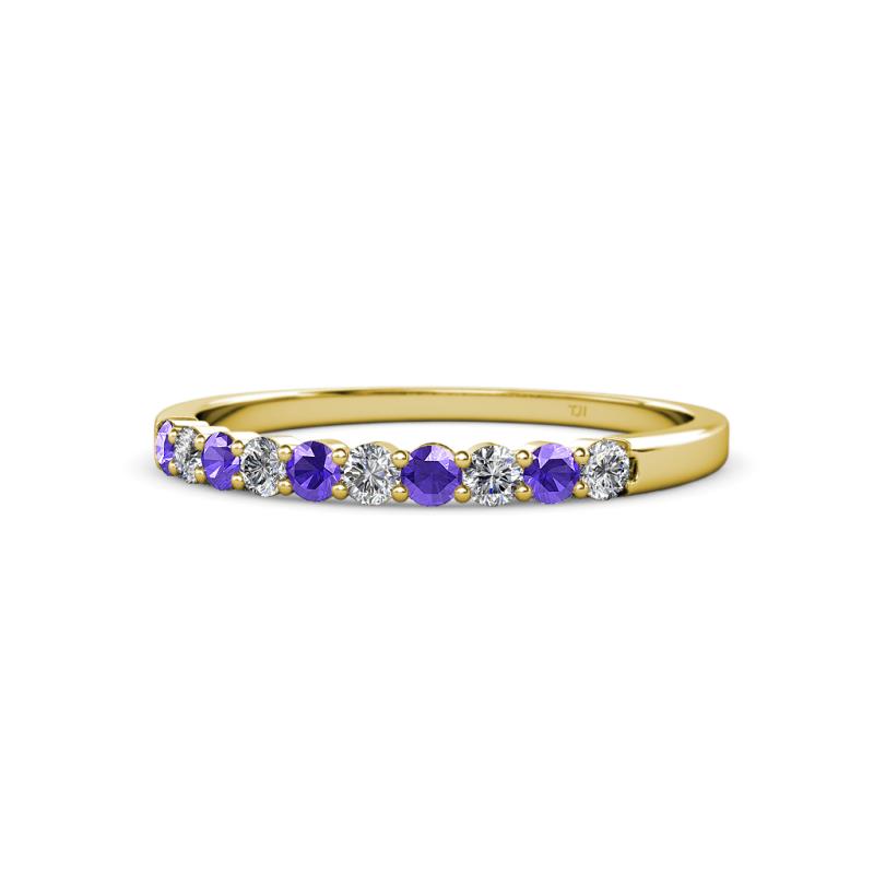 Clara 2.40 mm Iolite and Diamond 10 Stone Wedding Band 