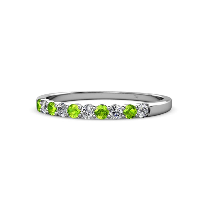 Clara 2.40 mm Peridot and Diamond 10 Stone Wedding Band 