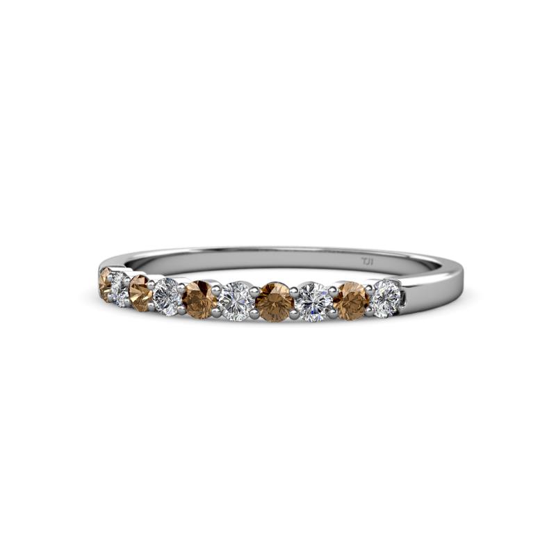 Clara 2.40 mm Smoky Quartz and Diamond 10 Stone Wedding Band 