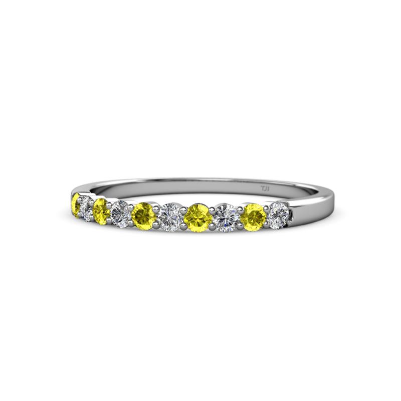 Clara 2.40 mm Yellow and White Diamond 10 Stone Wedding Band 