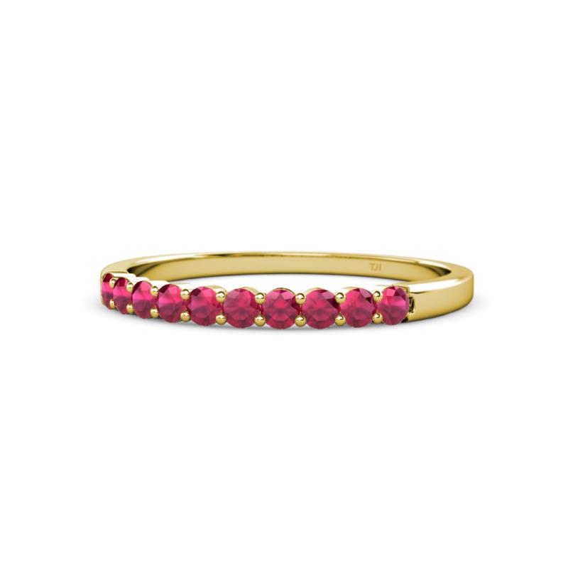 Clara 2.40 mm Ruby 10 Stone Wedding Band 