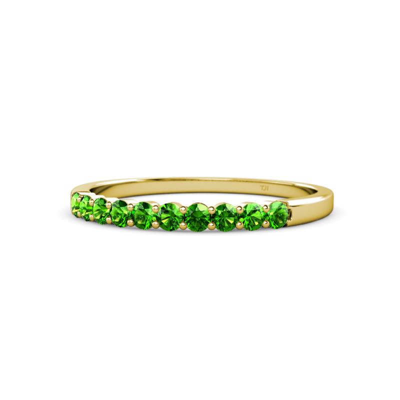 Clara 2.40 mm Green Garnet 10 Stone Wedding Band 