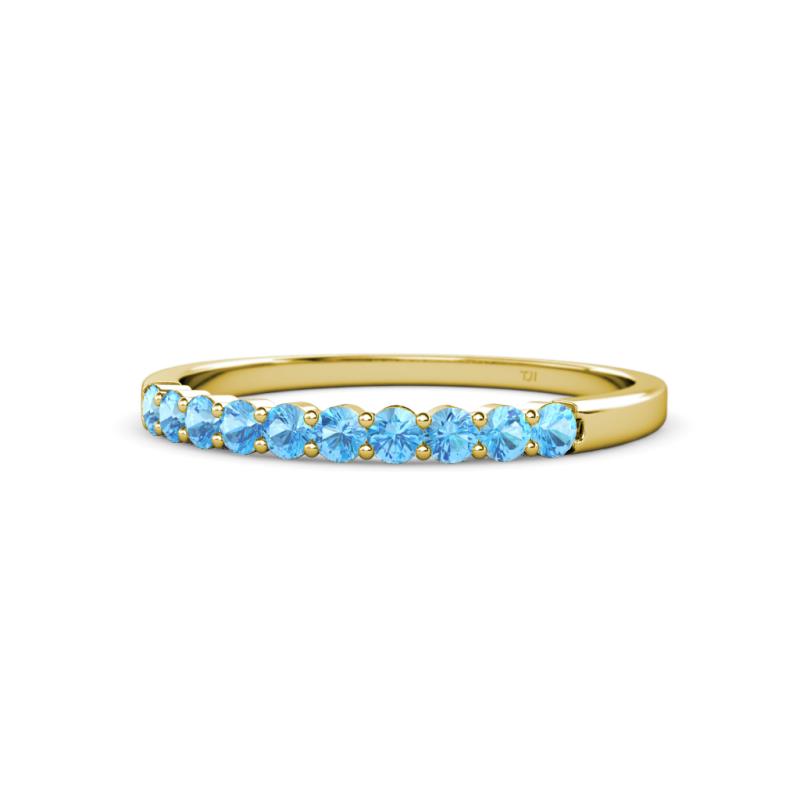 Clara 2.40 mm Blue Topaz 10 Stone Wedding Band 