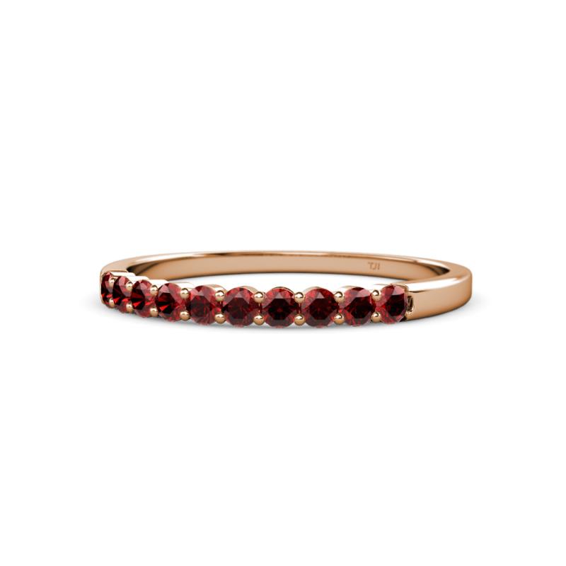 Clara 2.40 mm Red Garnet 10 Stone Wedding Band 