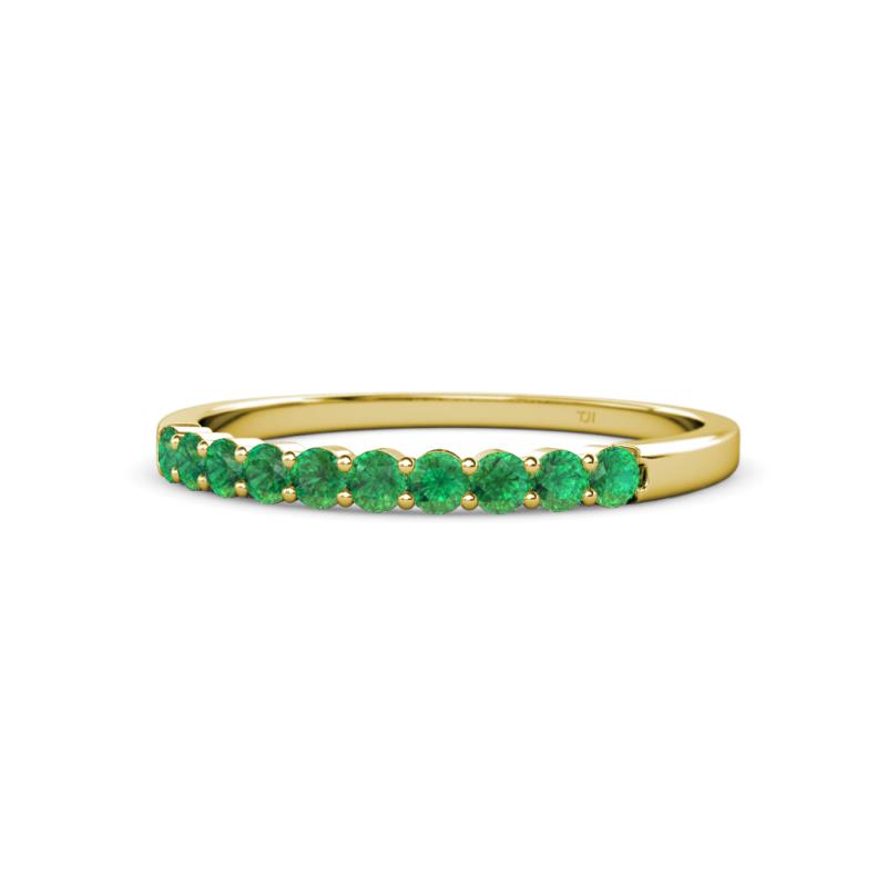 Clara 2.40 mm Emerald 10 Stone Wedding Band 