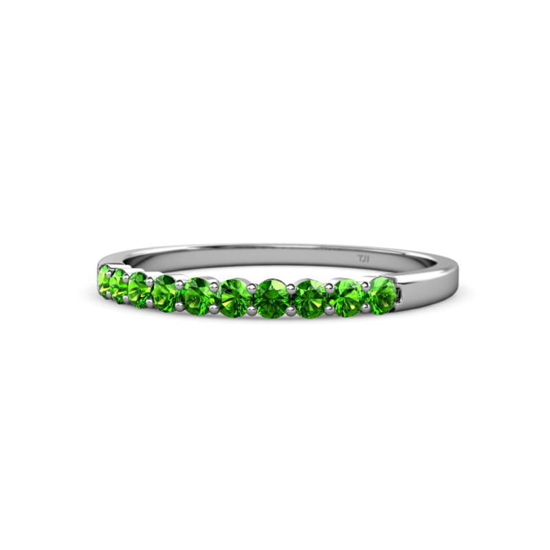 Clara 2.40 mm Green Garnet 10 Stone Wedding Band 