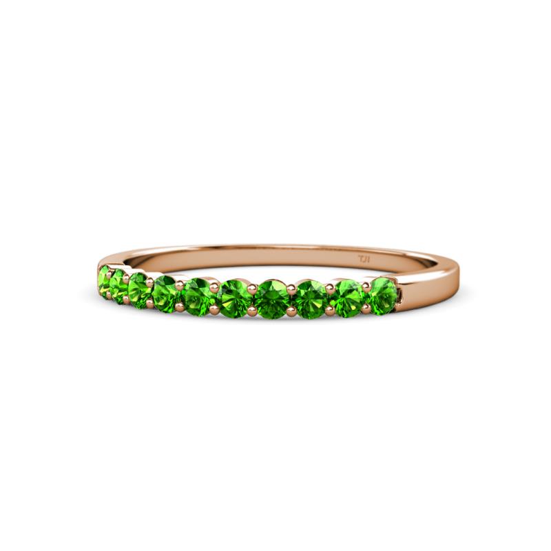 Clara 2.40 mm Green Garnet 10 Stone Wedding Band 
