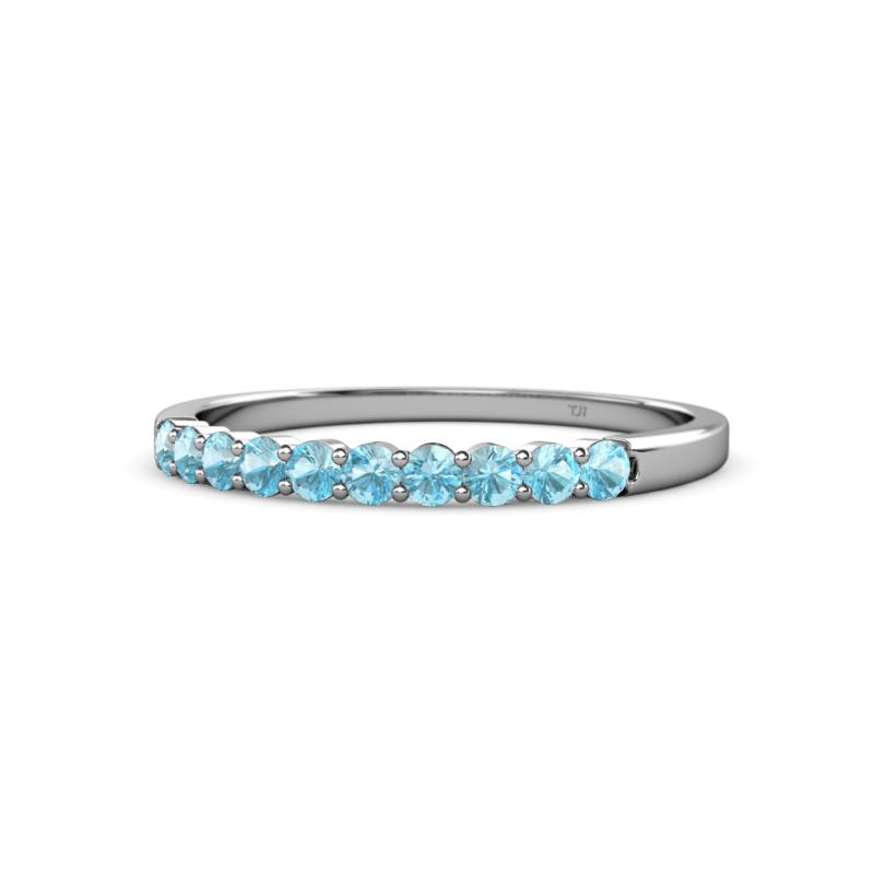 Clara 2.40 mm Aquamarine 10 Stone Wedding Band 