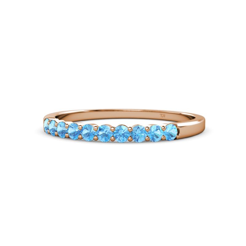 Clara 2.40 mm Blue Topaz 10 Stone Wedding Band 