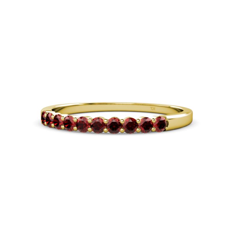 Clara 2.40 mm Red Garnet 10 Stone Wedding Band 