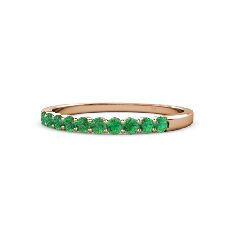 Clara 2.40 mm Emerald 10 Stone Wedding Band 