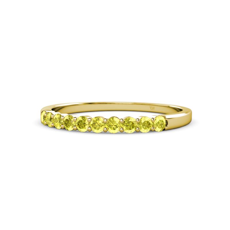 Clara 2.40 mm Yellow Diamond 10 Stone Wedding Band 