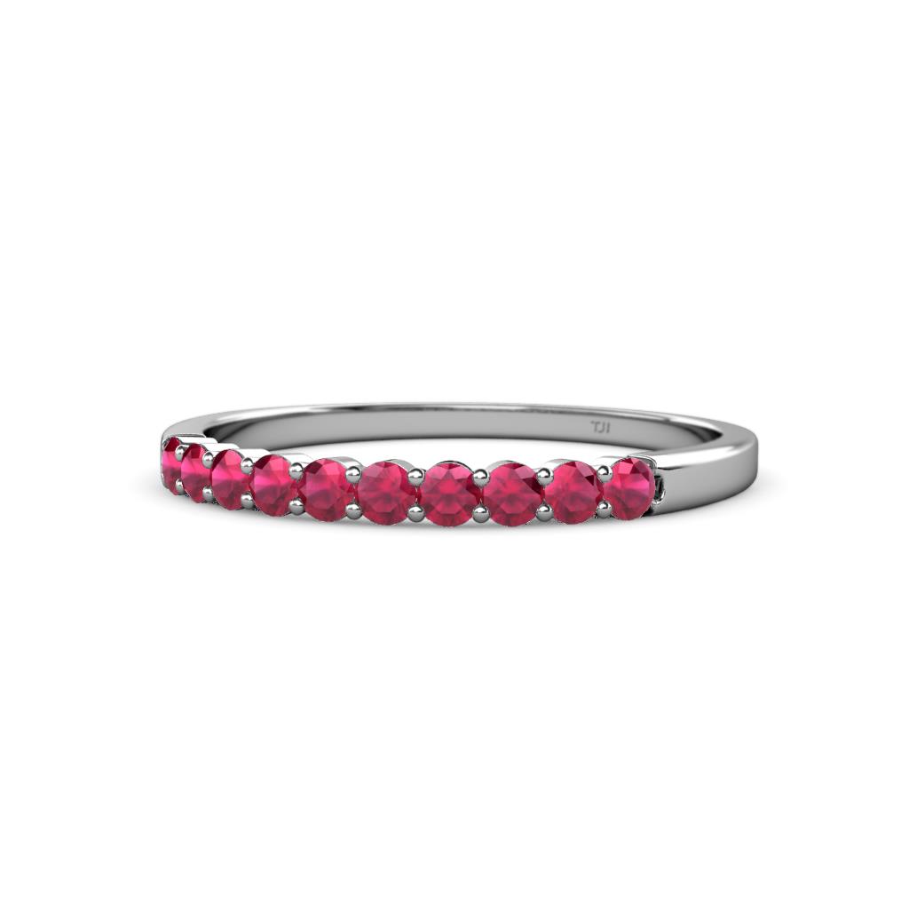 Clara 2.40 mm Ruby 10 Stone Wedding Band 