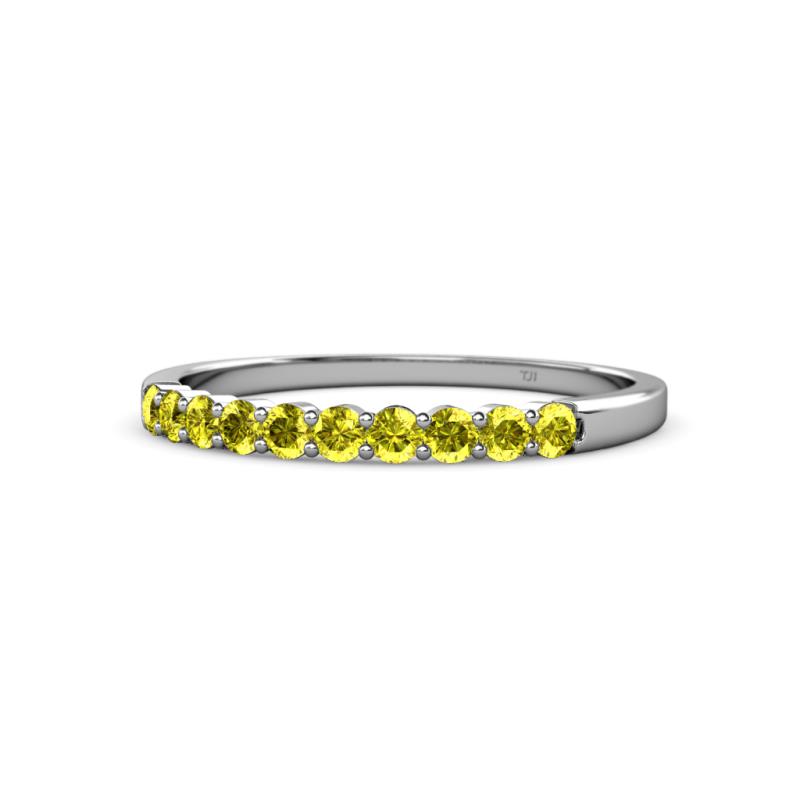 Clara 2.40 mm Yellow Diamond 10 Stone Wedding Band 
