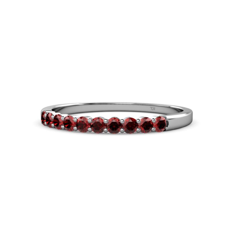 Clara 2.40 mm Red Garnet 10 Stone Wedding Band 