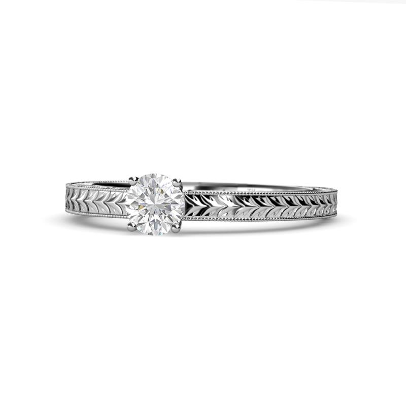 Aine 6.00 mm Round White Sapphire Solitaire Engagement Ring 