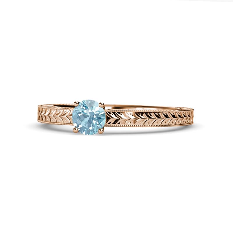 Aine 6.50 mm Round Aquamarine Solitaire Engagement Ring 