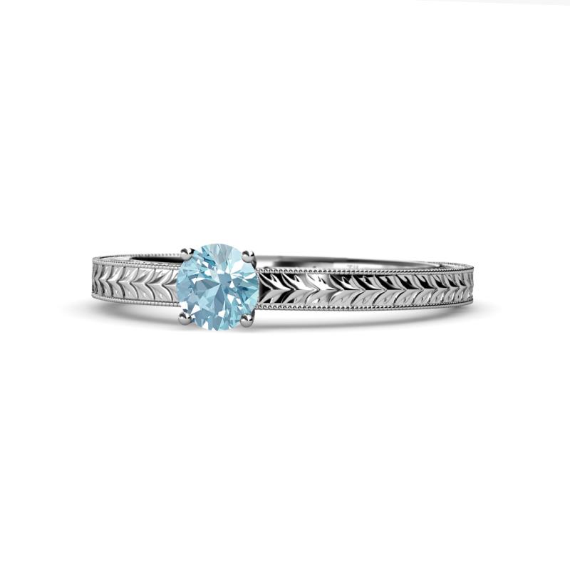 Aine 6.50 mm Round Aquamarine Solitaire Engagement Ring 