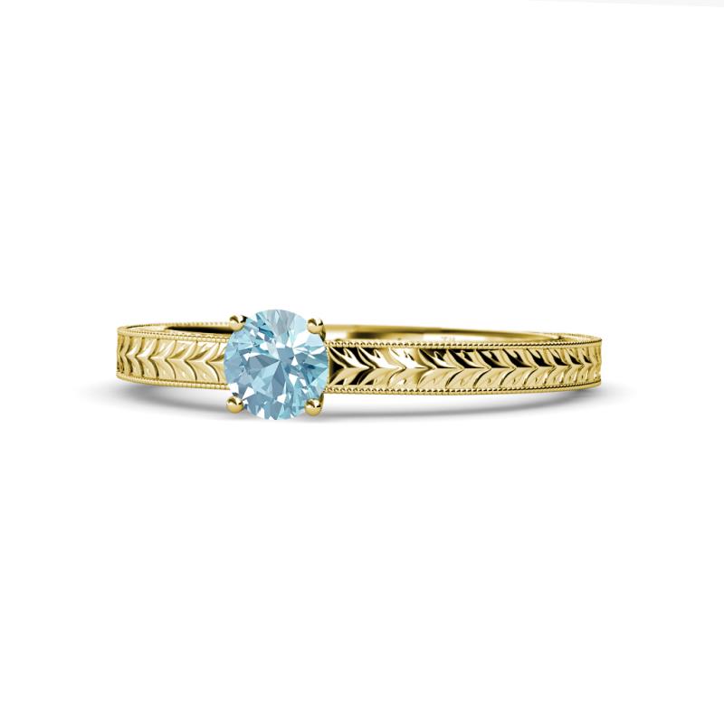 Aine 6.50 mm Round Aquamarine Solitaire Engagement Ring 