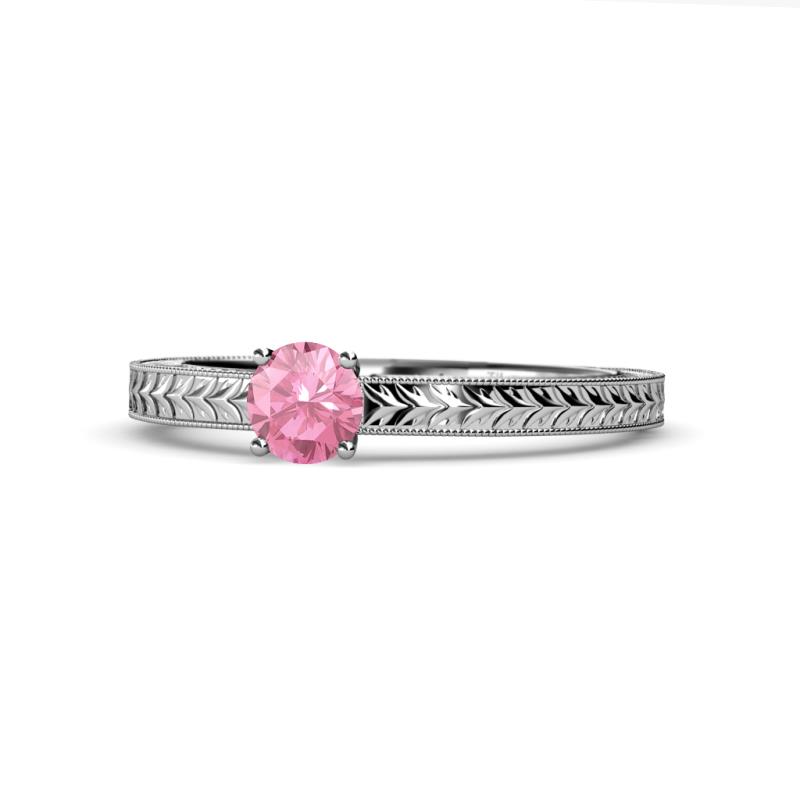 Aine 6.50 mm Round Pink Tourmaline Solitaire Engagement Ring 